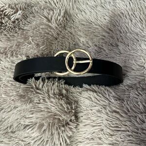 Elegant Black Belt with Gold Buckle